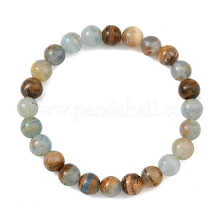 Braccialetti elasticizzati con perline rotonde di calcite blu naturale da 8 mm&nbsp;BJEW-JB14458