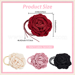 4 Stück 4 Farben Polyester 3D Blumen Wickelhalsketten für Frauen&nbsp;NJEW-SP0001-13