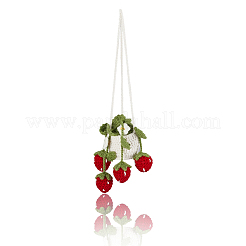 Adornos colgantes de hilo de lana con forma de cesta de fresas&nbsp;AJEW-WH20006-240A
