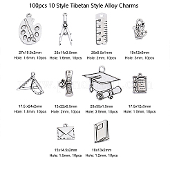100 pièces 10 pendentifs en alliage de style tibétain pour la journée des enseignants&nbsp;TIBEP-CJ0001-28