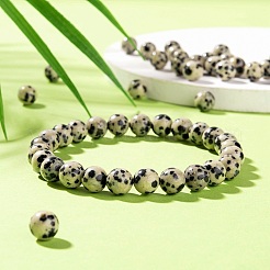 100 Stk. 8mm natürliche dalmatinische Jaspis runde Perle&nbsp;DIY-LS0002-37
