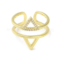 Anillo de puño abierto con triángulo de latón&nbsp;RJEW-A042-02