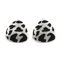 Orecchini a bottone in ottone e smalto con stampa leopardata per donna&nbsp;EJEW-U055-15D-S