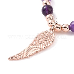Set di braccialetti elasticizzati con perline rotonde in ematite sintetica e perle d'acqua dolce coltivate in 5 pz 5 stili di ametista naturale e pietra solare&nbsp;BJEW-JB09084