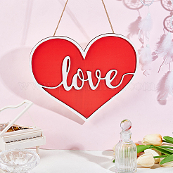 Ornements suspendus en bois en forme de cœur avec le mot amour&nbsp;HJEW-GF0001-73