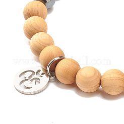 Bracelet extensible en perles rondes en bois naturel&nbsp;BJEW-JB07807