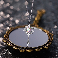 Schlüssel 925 Sterling Silber Micro Pave Kubisch Zirkonia Anhänger Halsketten&nbsp;FS-WG0FCDD-02