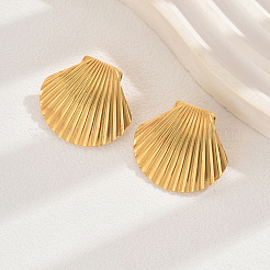 Boucles d'oreilles créoles en acier inoxydable 201 en forme de coquillage&nbsp;YQ7251