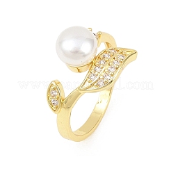 Bagues en laiton avec micro pavé de zircone cubique pour femmes&nbsp;RJEW-D340-02G-01