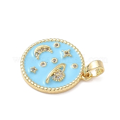 Pendentifs avec zircon cubiques à micro-pavés en laiton&nbsp;KK-P334-24G-01