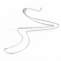 Cadena de cable de hierro hacer collar, con extensor de cadena y cierre de pinza de langosta, Platino, 18-1/4 pulgada (46.5 cm), 0.15 cm