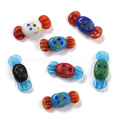 Manuell Murano Glas Perlen, Süßigkeiten, Mischfarbe, 8.5~10x23~25x6~7 mm, Bohrung: 2~2.2 mm