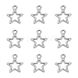 Tibetan Style Alloy Charms, Star, Silver Color Plated, Lead Free & Cadmium Free, 14.5x12x1mm, Hole:2mm