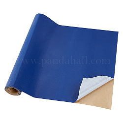 Gorgecraft 1 feuille rectangle en cuir pvc tissu autocollant, pour canapé/siège patch, bleu foncé, 137x35x0.04 cm