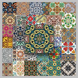 Mandala Flower PVC Self-Adhesive Stickers, Waterproof Tile Decals, for Party Decorative Presents, DIY Scrapbooking, Mixed Color, 55~85mm, 50pcs/bag