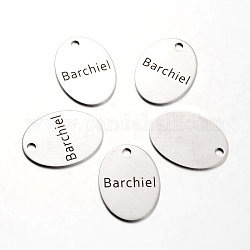 Rocíe colgantes de acero inoxidable pintadas, oval con Barchiel palabra, color acero inoxidable, 30x22x1mm, agujero: 3 mm