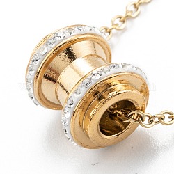 Colliers pendentifs perles d'haltères en argile strass, avec 304 chaîne en acier inoxydable, or, 17.71 pouce (45 cm)
