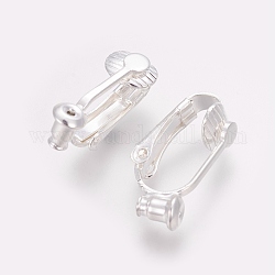 Risultati dei convertitori di orecchini a clip in ottone, per le orecchie non forato, colore argento placcato, 19x11x7.5mm, Foro: 0.6 mm