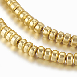 Non magnetici perle ematite sintetico fili, smerigliato, rondelle, oro placcato, 3x2mm, Foro: 1 mm, circa 206pcs/filo, 16.1 pollice (41 cm)