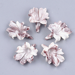 Синтетических коралловых бусин, окрашенные, цветок, розово-коричневый, 31~32x23~24x9~10 мм, отверстие : 1 мм