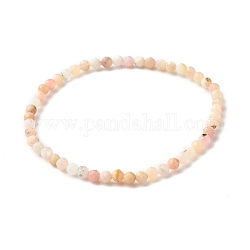 Bracelet extensible perles rondes opale rose naturelle 3.5mm, bijoux en pierres précieuses pour femmes, diamètre intérieur: 2-1/8 pouce (5.4 cm), perles: 3.5 mm