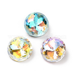 Стеклянные кабошоны со стразами в стиле AB, плоская задняя и задняя, алмаз, разноцветные, 8x4.5 мм