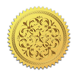 Самоклеящиеся наклейки с тиснением золотой фольгой, стикер украшения медали, цветочный узор, 5x5 см