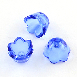 Transparente Acryl Perlen, Blume, gefärbt, lt.blue, ca. 10 mm breit, 6 mm dick, Bohrung: 1.5 mm, ca. 1900 Stk. / 500 g