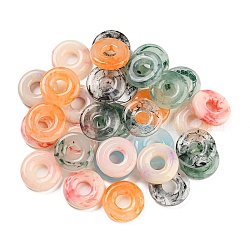 Двухцветные подвески из непрозрачной и прозрачной смолы, подвески в виде пончиков/пи-дисков, разноцветные, 20x5 мм, отверстие : 7 мм