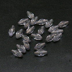 Transparente Acryl Perlen, facettiert, Reis, Grau, 11x5 mm, Bohrung: 1.5 mm, ca. 2750 Stk. / 500 g