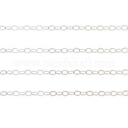 Латунные плоские овальные кабельные цепи, несварные, с катушкой, без кадмия и без свинца, серебряные, ссылка: 3.5x3x0.5 mm, 10 м / рулон