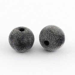 Flocky Bubblegum Acrylic Round Beads, Gray, 18mm, Hole: 2.5mm, about 149pcs/500g