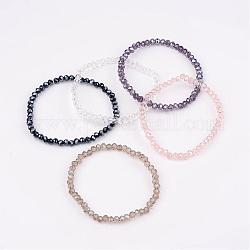 Bracelets extensibles de perles en verre, couleur mixte, 46mm