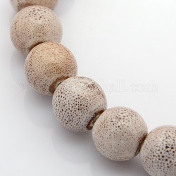 Chapelets de perles rondes en céramique émaillée en porcelaine émaillée manuelles, bisque, 12~13mm, Trou: 2mm, Environ 30 pcs/chapelet, 15.74 pouce