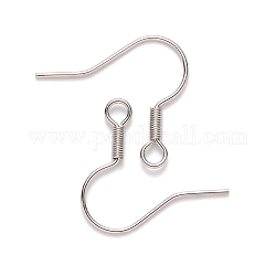 304 Stainless Steel Earring Hooks, Ear Wire, with Horizontal Loop, Stainless Steel Color, 17~19x19mm, Hole: 2mm, Pin: 0.7mm