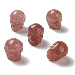Perle di quarzo fragola naturale, halloween cranio, 11~11.5x8.5~9x11~11.5mm, Foro: 0.9~1 mm