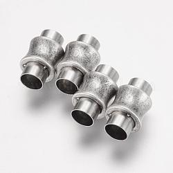304 cierres magnéticos de acero inoxidable con extremos para pegar, florero, plata antigua, 16.5x10mm, agujero: 6 mm