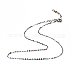 Chapado en iones (ip) 304 collar de cadena de cable de acero inoxidable para hombres y mujeres, color del arco iris, 15.75 pulgada (40 cm)