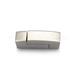 Cuboid 304 Stainless Steel Magnetic Clasps, Stainless Steel Color, 24x8x6mm, Hole: 3x5mm