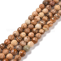 Natürliches Bild Jaspis Perlen Stränge, facettiert (128 Facetten), Runde, 6.5 mm, Bohrung: 1 mm, ca. 59 Stk. / Strang, 14.96'' (38 cm)