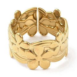 304 открытое кольцо из нержавеющей стали, цветок, золотые, размер США 6 3/4 (17.1 мм)