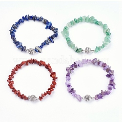 Perles naturelles de pierres précieuses bracelets, avec fermoir magnétique en laiton et strass, pépites, 8-1/8 pouce (20.5 cm)