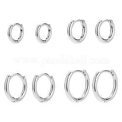 Pandahall Elite 4 пара 4 стилей латунные серьги-кольца-обручи, Реальная платина, 9.5~14.5x10.5~15.5x1.7~2 мм, 1 пара / стиль