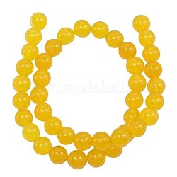 Natural Agate Beads Strands, Dyed, Round, Yellow, 6mm, Hole: 1mm, about 65pcs/strand, 15.5 inch