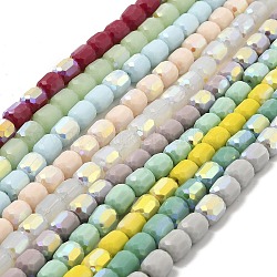 Fili di perle di vetro imitazione giada smerigliata, ab colore placcato, sfaccettato, colonna, colore misto, 8.5x8mm, Foro: 1.5 mm, circa 68pcs/filo, 22.64'' (57.5 cm)