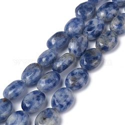 Brins de perles de jaspe de tache bleue naturelle, ovale, 8x6x3.5~4mm, Trou: 1mm, Environ 45~52 pcs/chapelet, 15.16~15.74 pouce (38.5~40 cm)