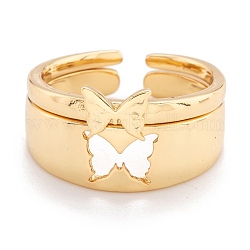 Латунь манжеты кольца, открытые кольца, кольца пара, долговечный, бабочка, золотые, размер США 6 3/4 (17.1 мм), 2 шт / комплект