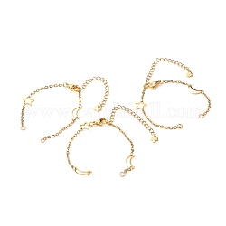304 Stainless Steel Moon & Star Link Chains Bracelet Making, with Lobster Claw Clasps, Golden, 5-1/2x3/8 inch(14x0.9cm)