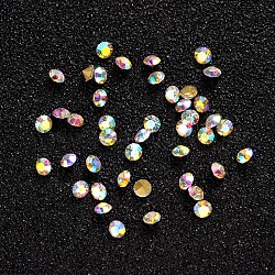 Glass Pointed Back Rhinestone, Faceted Diamond, Back Plated, Crystal AB, 2.2x2mm, about 1440pcs/bag