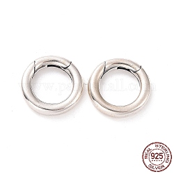 925 anillos de puerta de resorte de plata esterlina, plata antigua, 12x2.5mm, diámetro interior: 7.5 mm